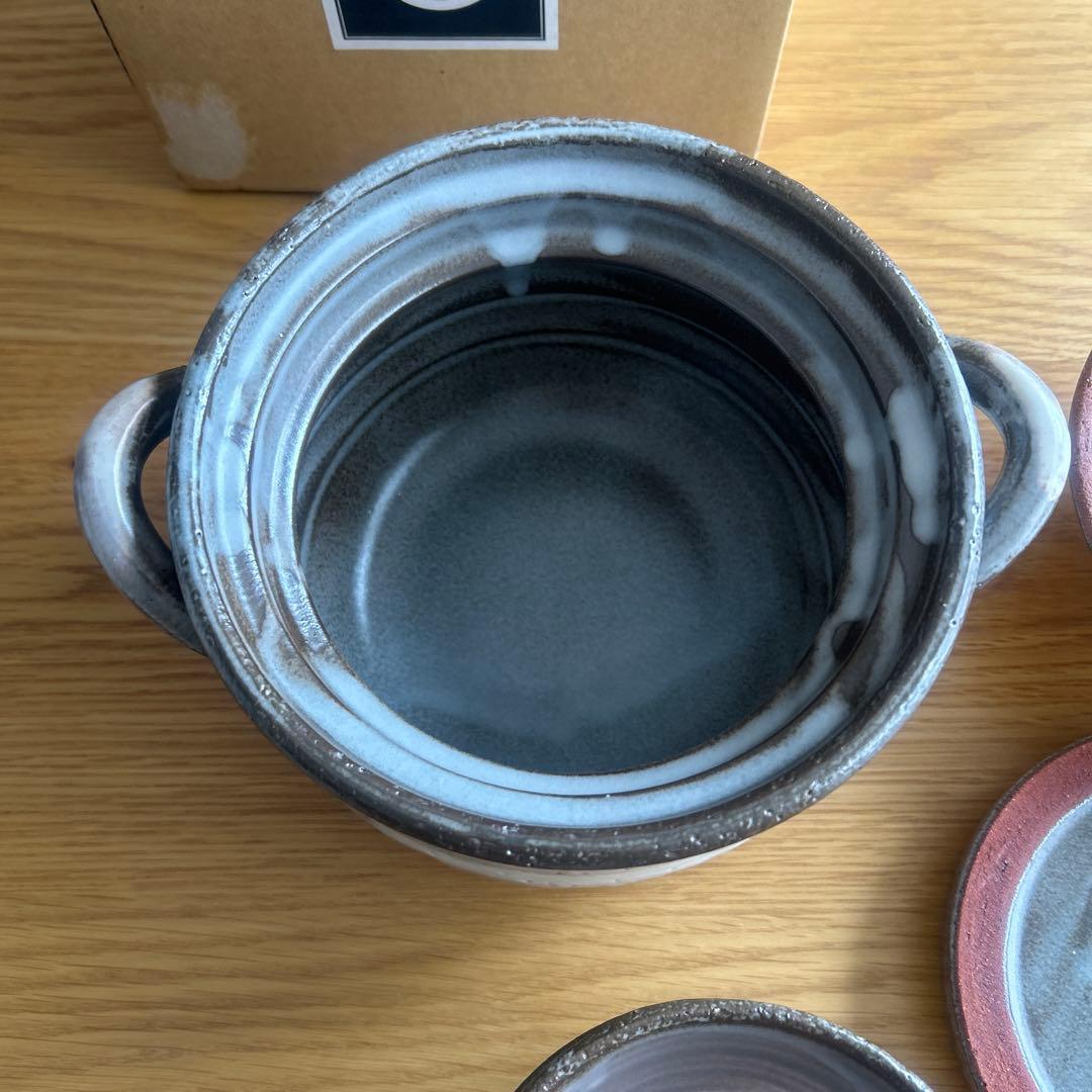 たち吉 土鍋 にちにちご飯鍋揃 茶碗2つ しゃもじ付　信楽焼　2合炊き