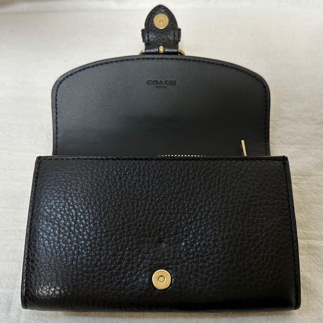 a*！様 コーチ COACH 黒 ブラック 財布 ウォレット レザー クレオ K