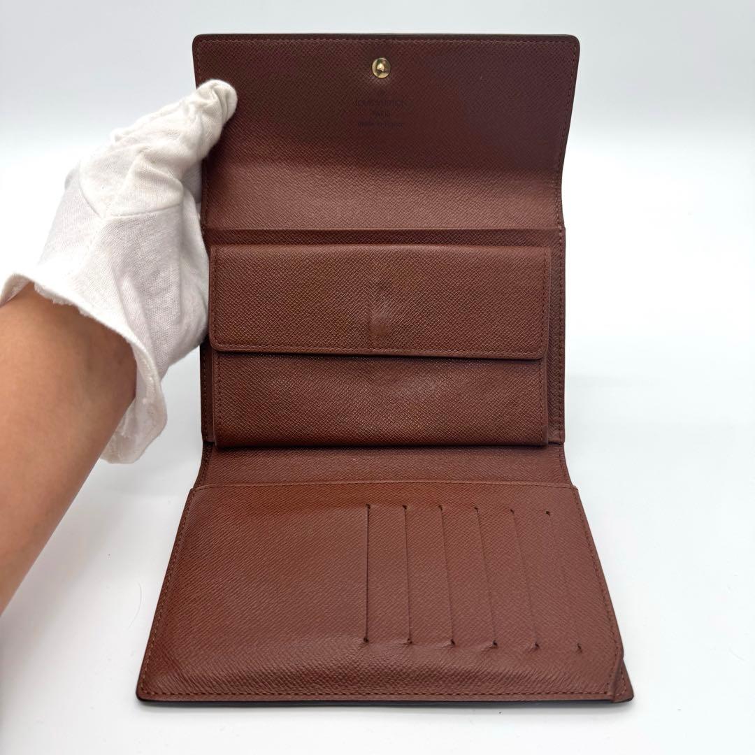 【美品】ルイヴィトン　モノグラム　エテュイパピエ　三つ折り財布　財布　ブラウン