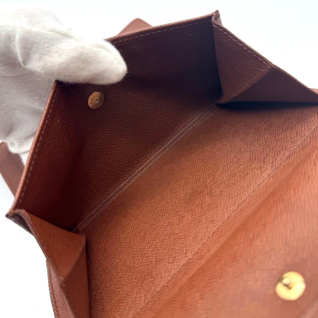 【美品】ルイヴィトン　モノグラム　エテュイパピエ　三つ折り財布　財布　ブラウン