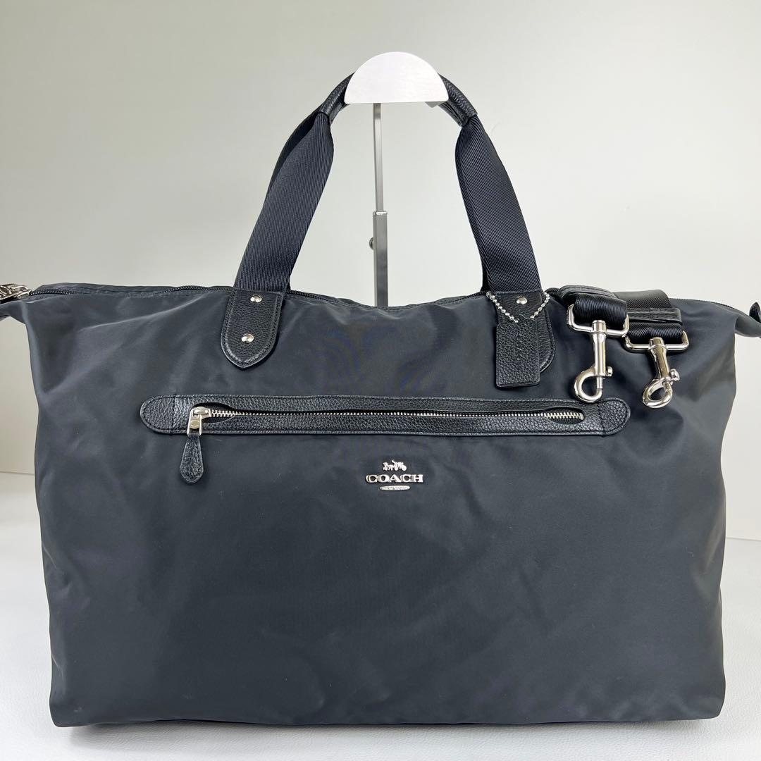 【馬車ロゴ✨】COACH ボストンバッグ 2way ナイロン 旅行 大容量 黒