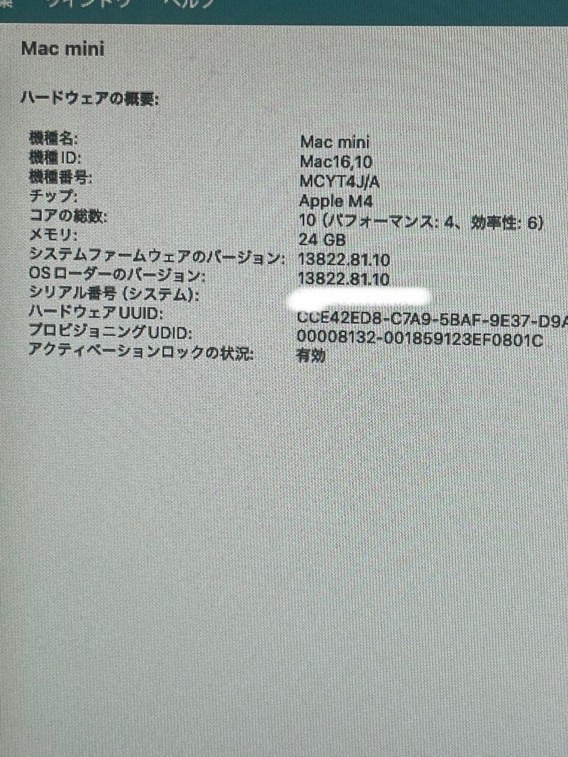 Mac mini M4 24GB 512GB、他
