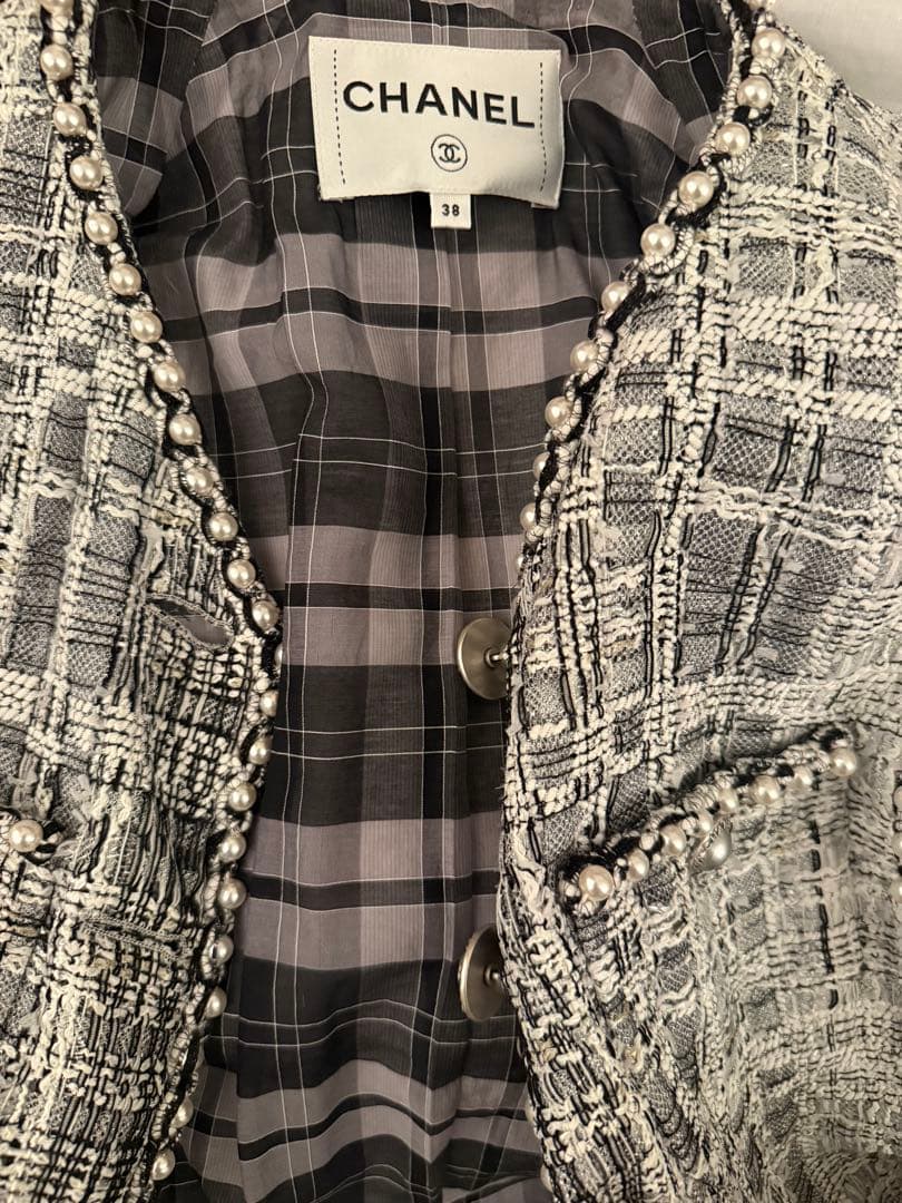 CHANEL ツイードジャケット　パール