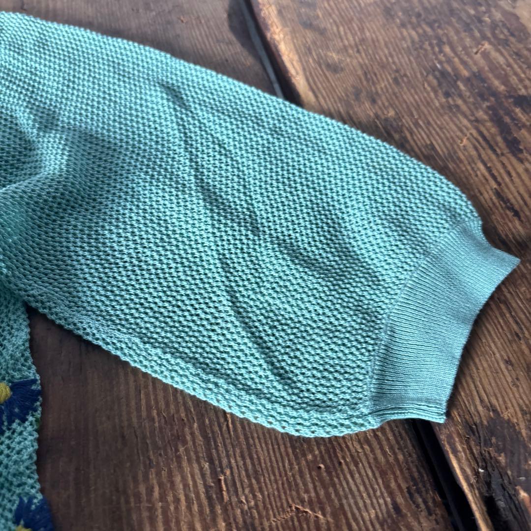 未使用タグ付　Sybilla シビラ 刺繍　花柄刺繍カーディガン ミントグリーン
