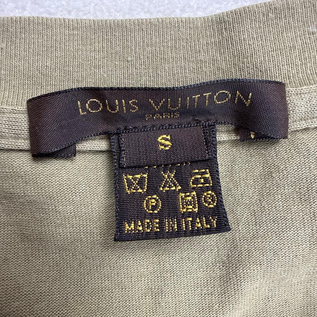 ルイヴィトン　LVロゴ刺繍Tシャツ　オリーブ系　Sサイズ　イタリア製