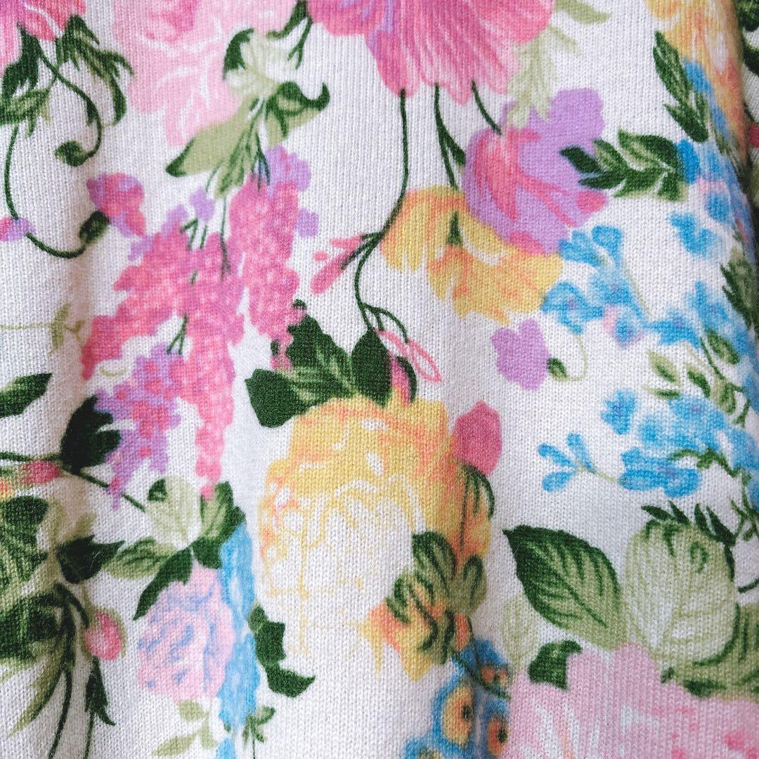 【至高のカシミヤ100】Neiman Marcus春ニット 花柄カーディガン