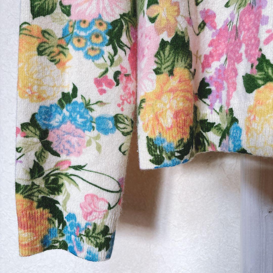 【至高のカシミヤ100】Neiman Marcus春ニット 花柄カーディガン