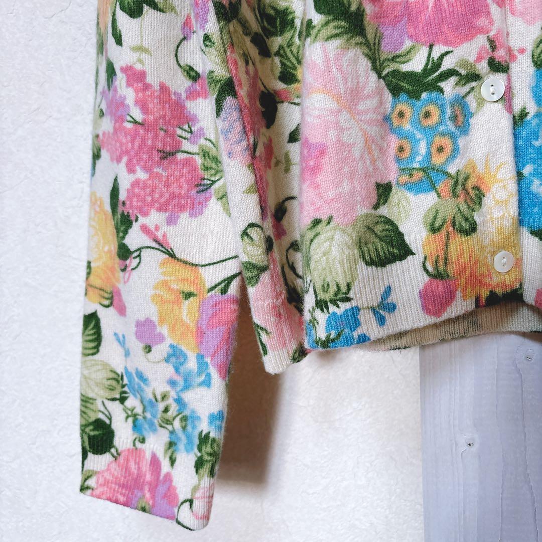 【至高のカシミヤ100】Neiman Marcus春ニット 花柄カーディガン