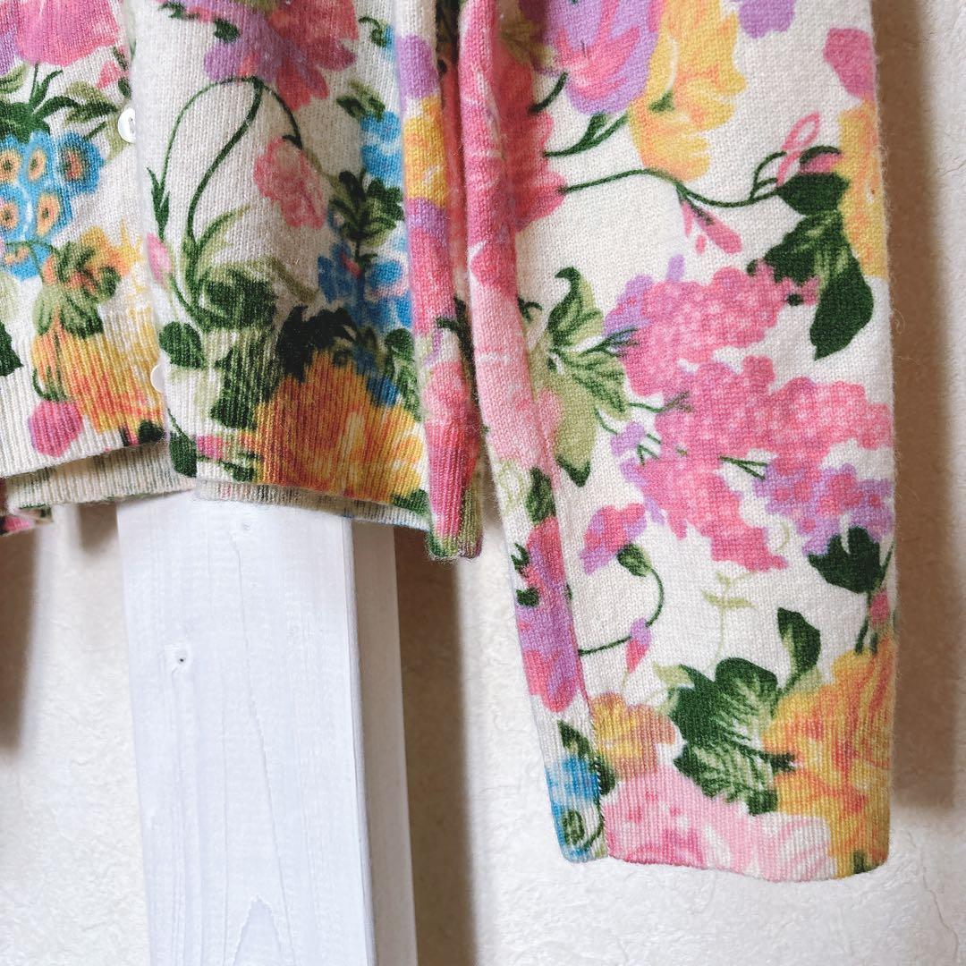 【至高のカシミヤ100】Neiman Marcus春ニット 花柄カーディガン
