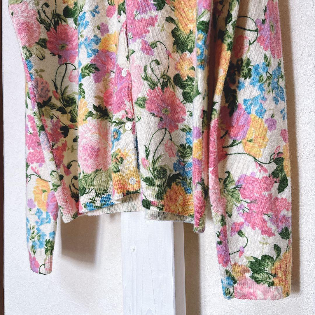 【至高のカシミヤ100】Neiman Marcus春ニット 花柄カーディガン