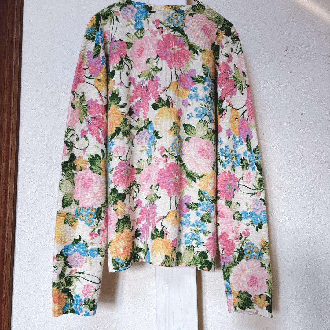 【至高のカシミヤ100】Neiman Marcus春ニット 花柄カーディガン