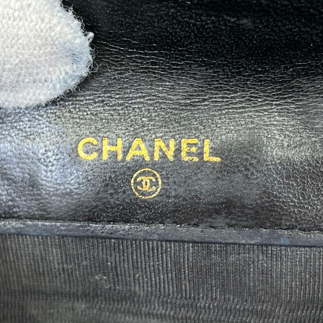 CHANEL 二つ折り財布 ビコローレ ココマーク ロゴ金具 Wホック 黒 本革