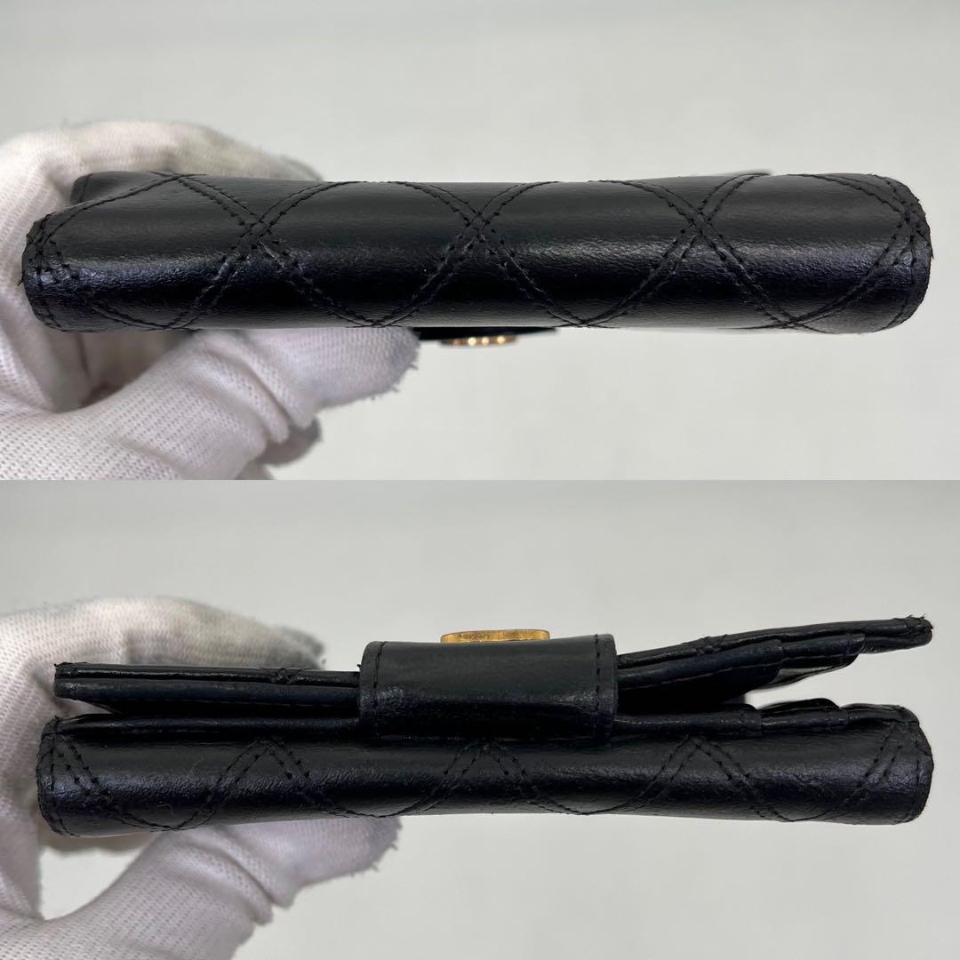 CHANEL 二つ折り財布 ビコローレ ココマーク ロゴ金具 Wホック 黒 本革