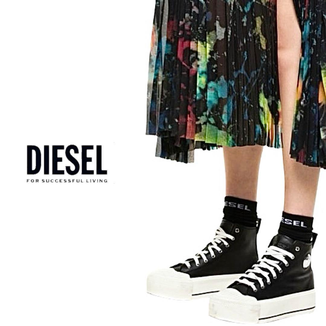 DIESELレディース アシンメトリー☆プリーツスカート シアー素材mh981