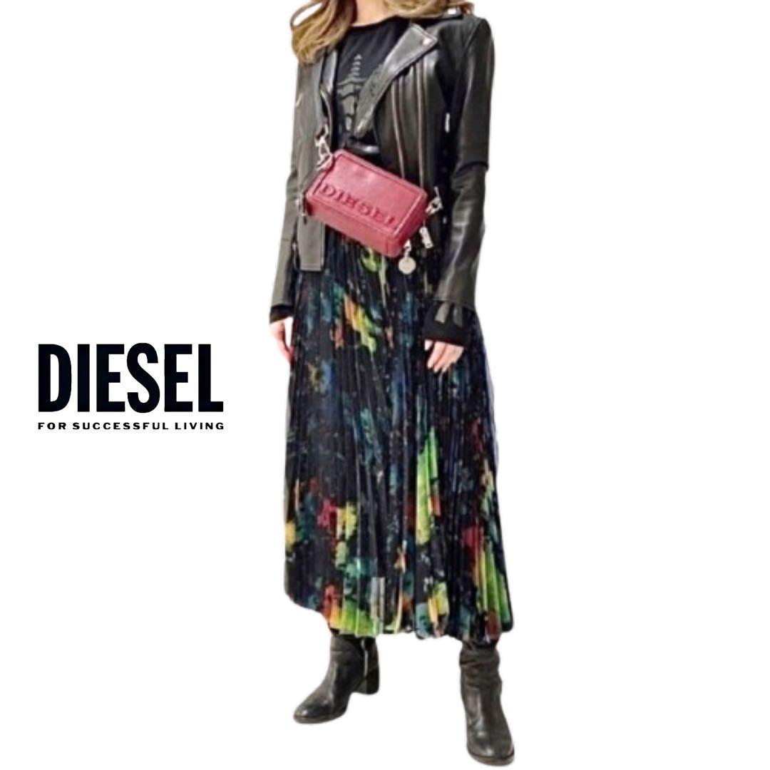 DIESELレディース アシンメトリー☆プリーツスカート シアー素材mh981