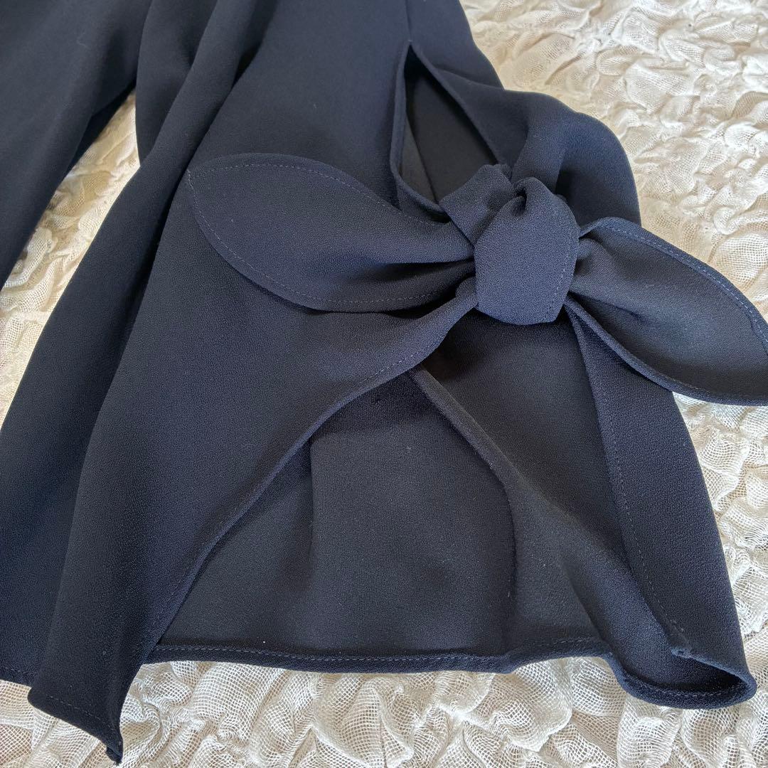 【美品】ADORE アドーア ドライタッチジョーゼットリボンスリーブワンピース