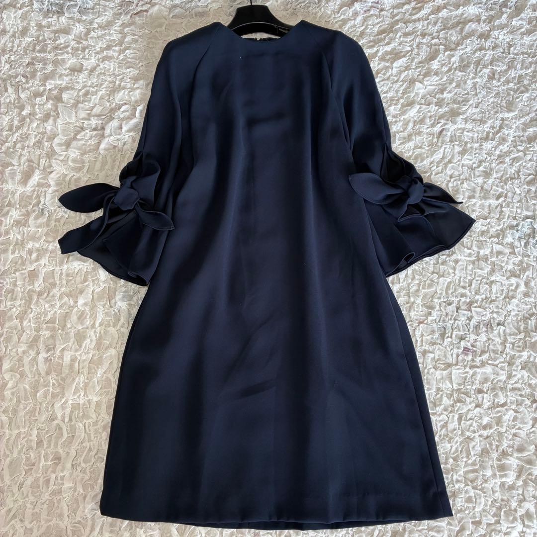 【美品】ADORE アドーア ドライタッチジョーゼットリボンスリーブワンピース