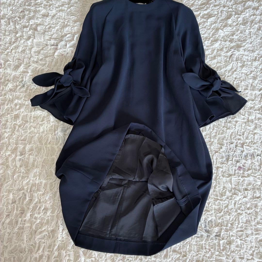 【美品】ADORE アドーア ドライタッチジョーゼットリボンスリーブワンピース