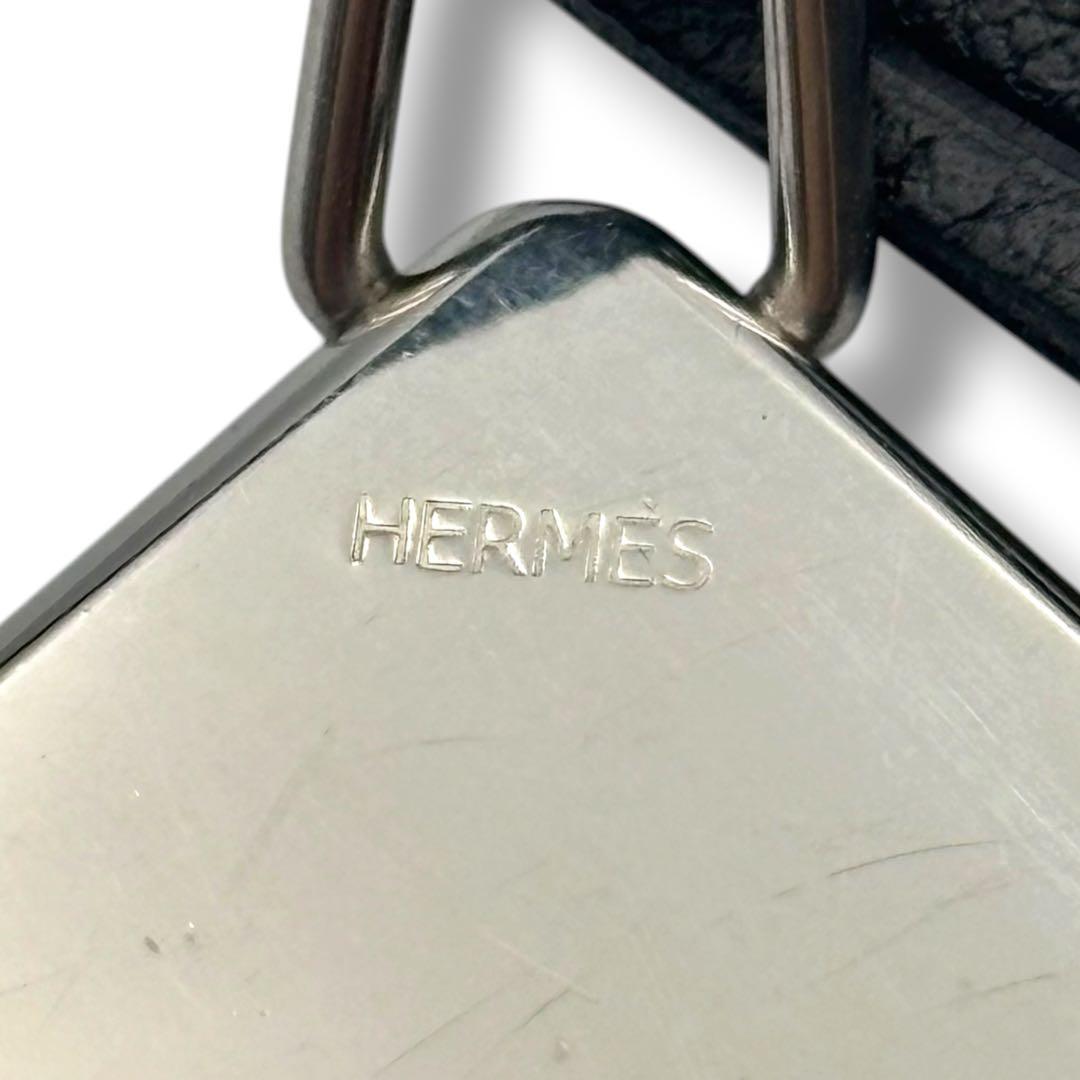 美品 HERMES エルメス ネックレス シンボル 太陽 プレート レザー 銀