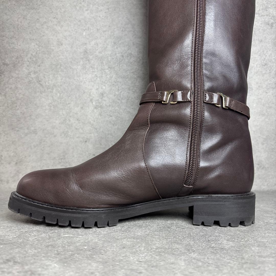 美品！HIMIKO ヒミコ ベルト金具 トラックソール ロングブーツ 撥水 茶
