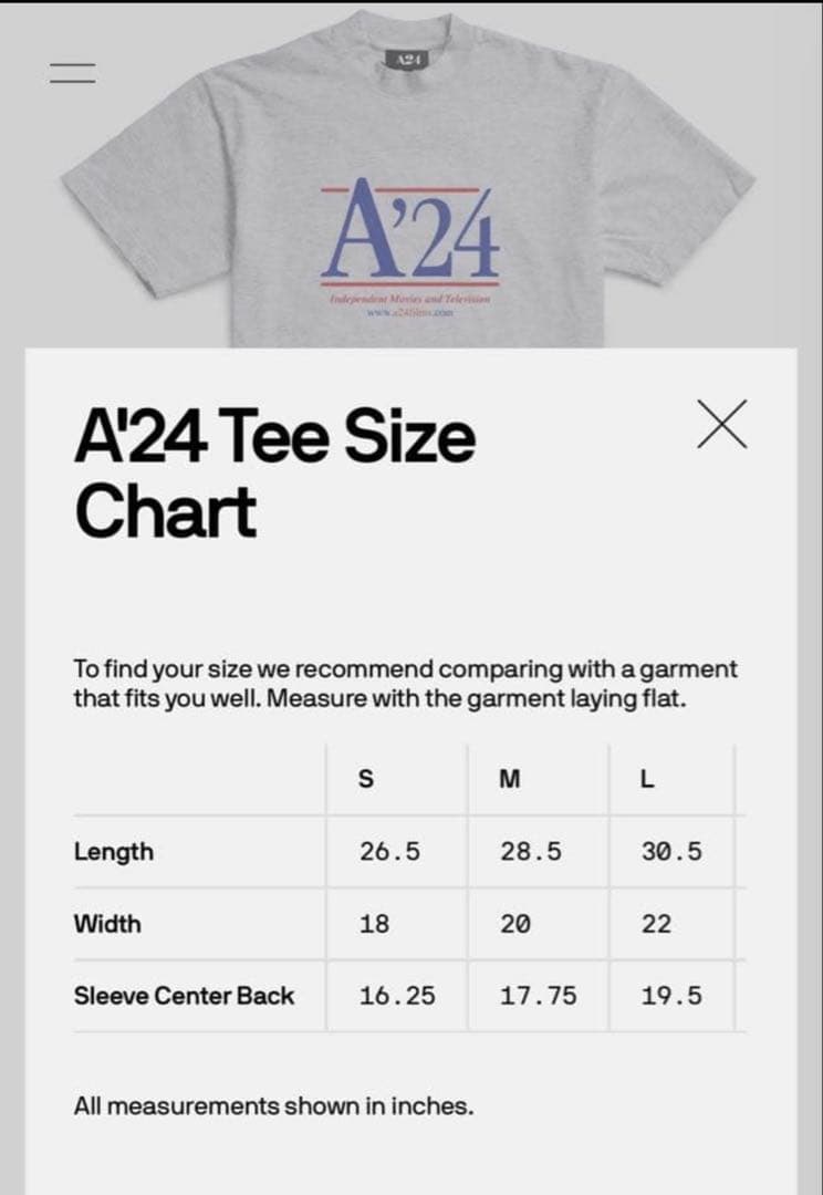 A'24 ロゴ Tシャツ グレー　M