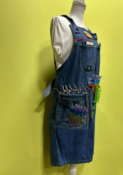 デニムエプロン 　シザーバック　美容師　トリマー　ハンドメイド