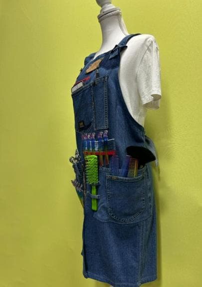 デニムエプロン 　シザーバック　美容師　トリマー　ハンドメイド