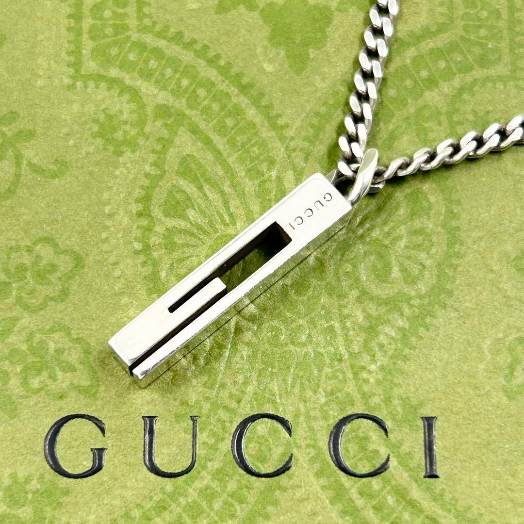 美品✨　グッチ　GUCCI ネックレス　カットアウト　スクエア　Gモチーフ　Ag