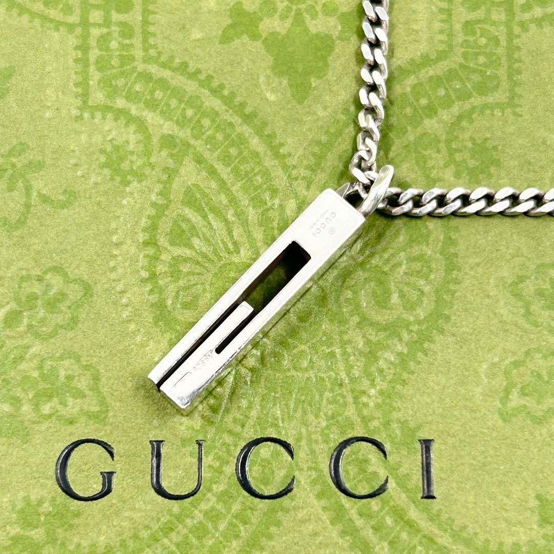 美品✨　グッチ　GUCCI ネックレス　カットアウト　スクエア　Gモチーフ　Ag