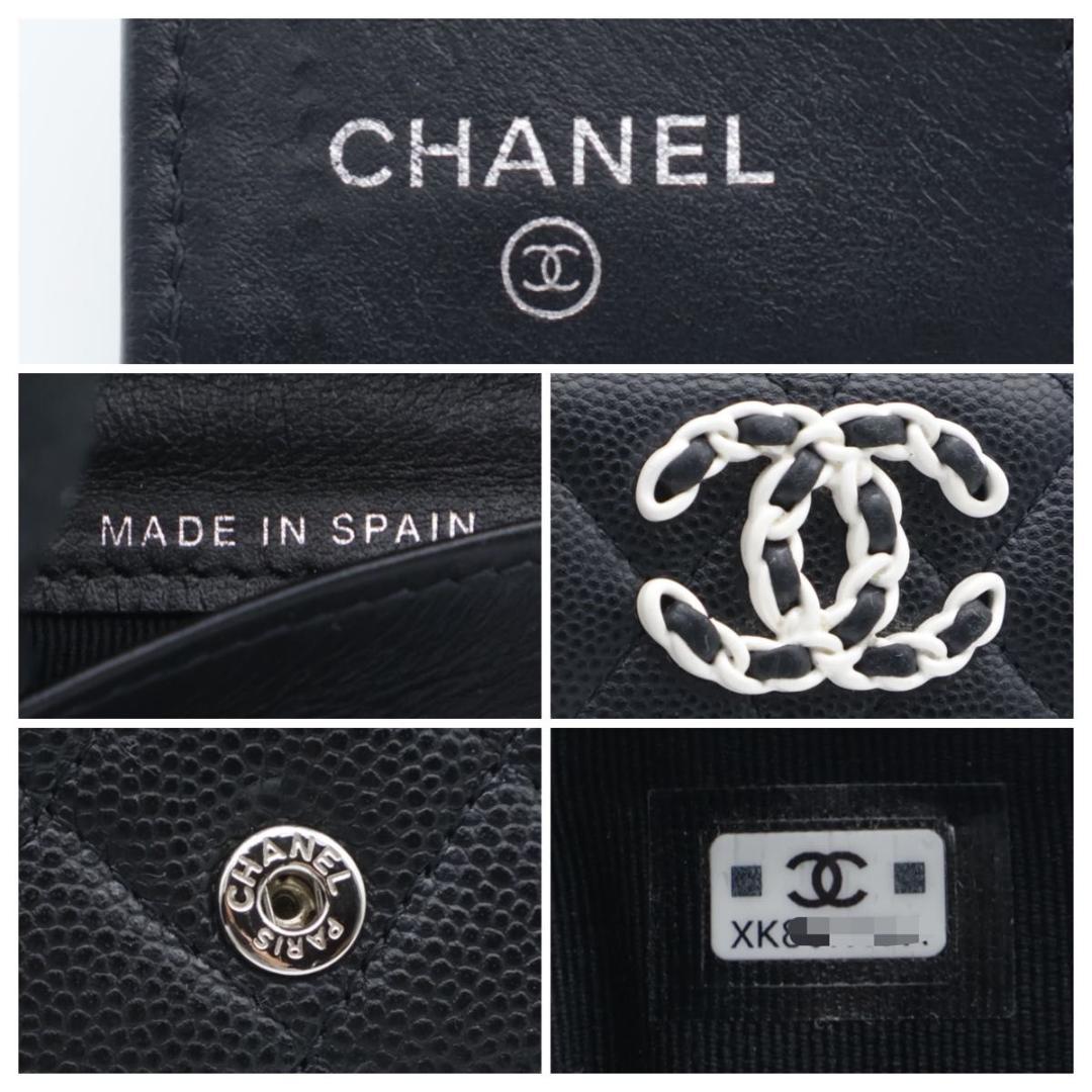 【超極美品】CHANEL 19 ディズヌフ　三つ折りコンパクト　キャビアスキン