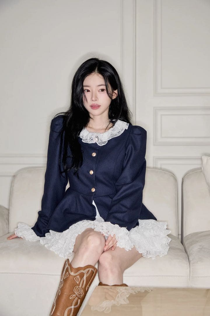 Treat ürself navy peplum spring jacket