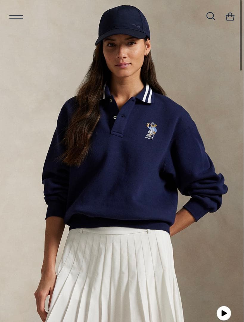 Polo ベア フリース ロングスリーブ ポロシャツ