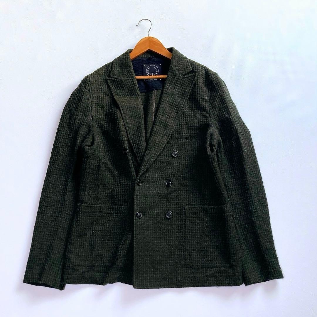 T-JACKET ティージャケット テーラードジャケット チェックダブル 緑 M