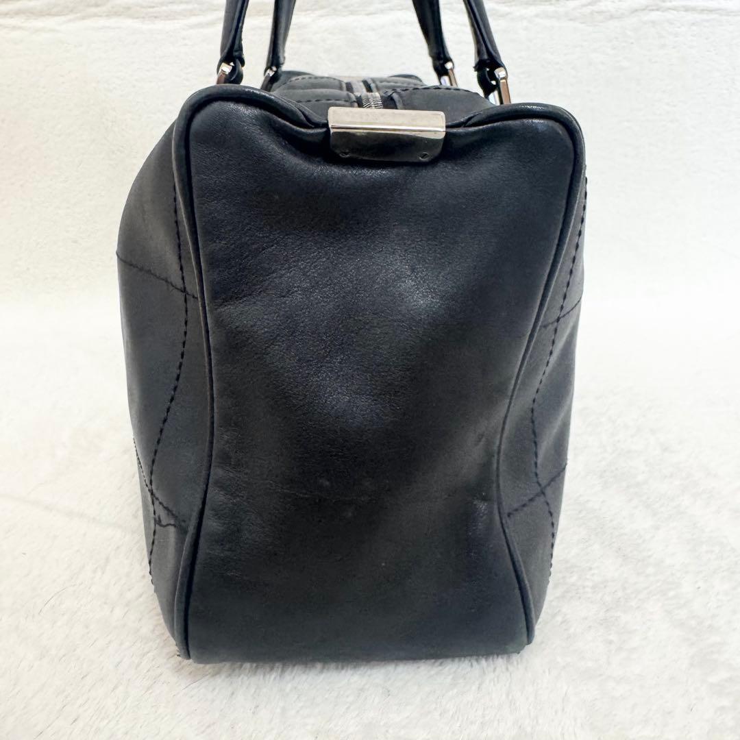 美品 CHANEL シャネル ミニボストンバック ブラック チョコバー レザー