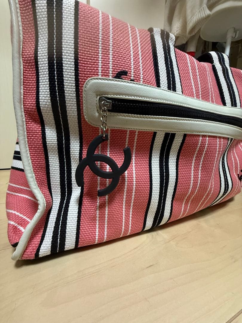 CHANEL クルーズラインボストンバッグ　キャンバスピンク