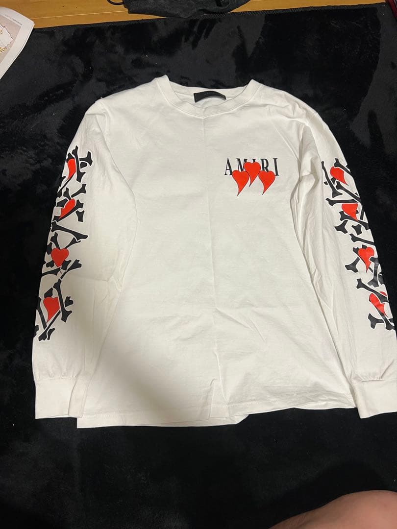 【美品】AMIRI ロンT ハートロゴ 袖ロゴ 長袖 カットソー ホワイト