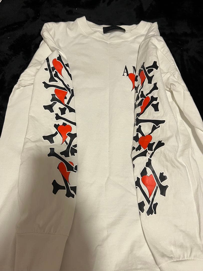 【美品】AMIRI ロンT ハートロゴ 袖ロゴ 長袖 カットソー ホワイト