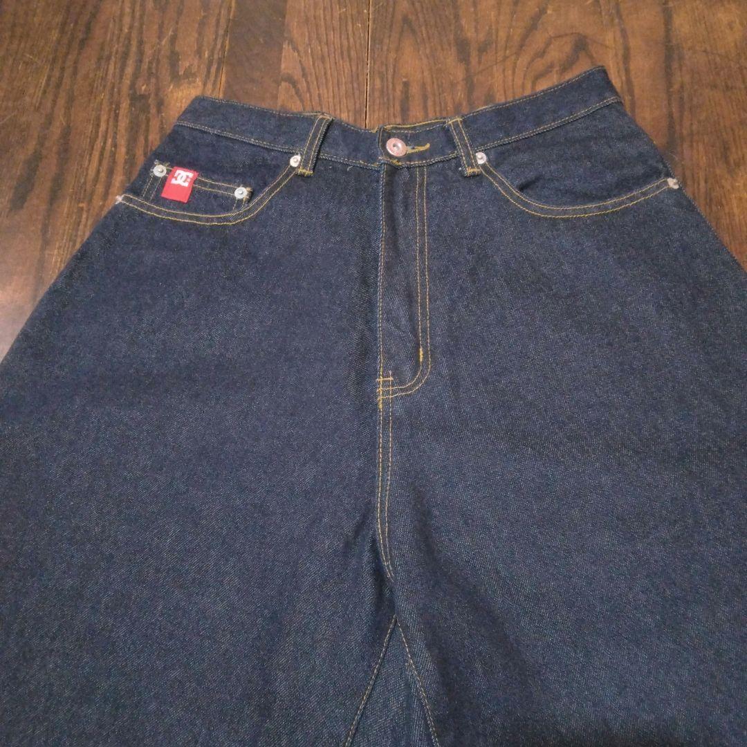 00s Y2K DC SHOE リジット デニムパンツ バギー スケーター 濃紺