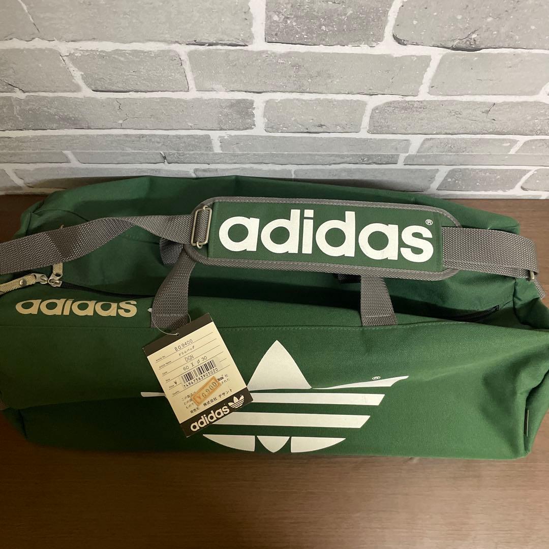 vintage adidas ボストンバッグ 緑 ドラムバッグ　デサント製