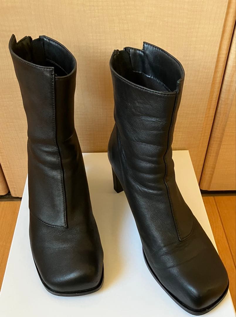 UN3D. ROUND TOE SHORT BOOTS ／ブラック　39