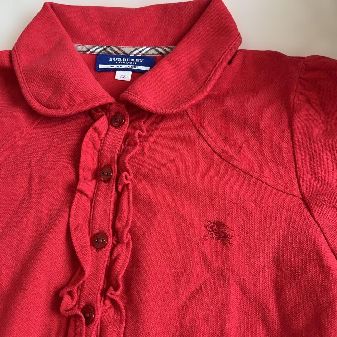 Burberry BLUE LABELポロシャツ前立てフリル パフスリーブ38