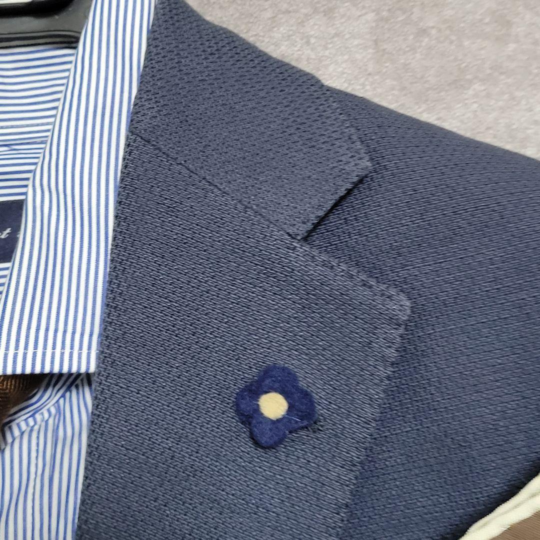 ★極美品 LARDINI 春夏 麻 リネン ネイビー テーラードジャケット 高級