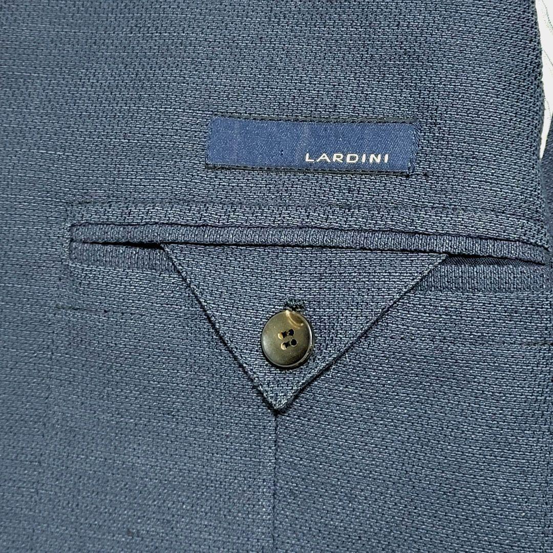 ★極美品 LARDINI 春夏 麻 リネン ネイビー テーラードジャケット 高級