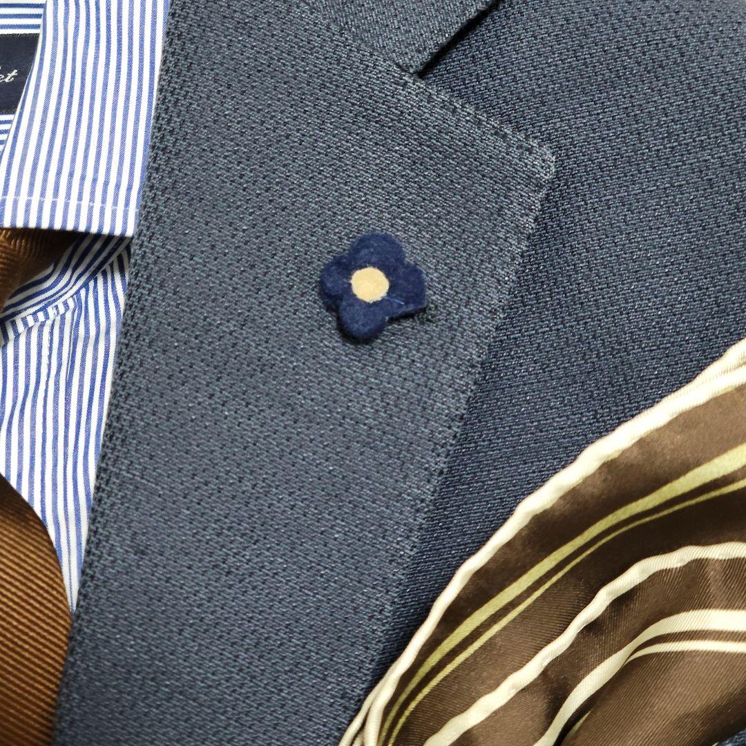 ★極美品 LARDINI 春夏 麻 リネン ネイビー テーラードジャケット 高級