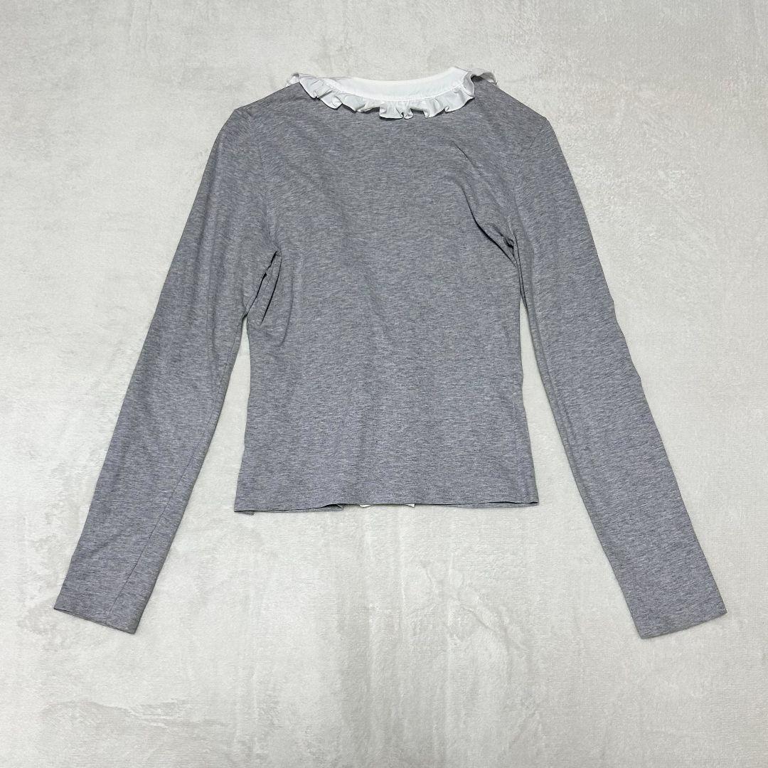 VALENTINO ヴァレンティノ ローマ フリル カーディガン 38 グレー