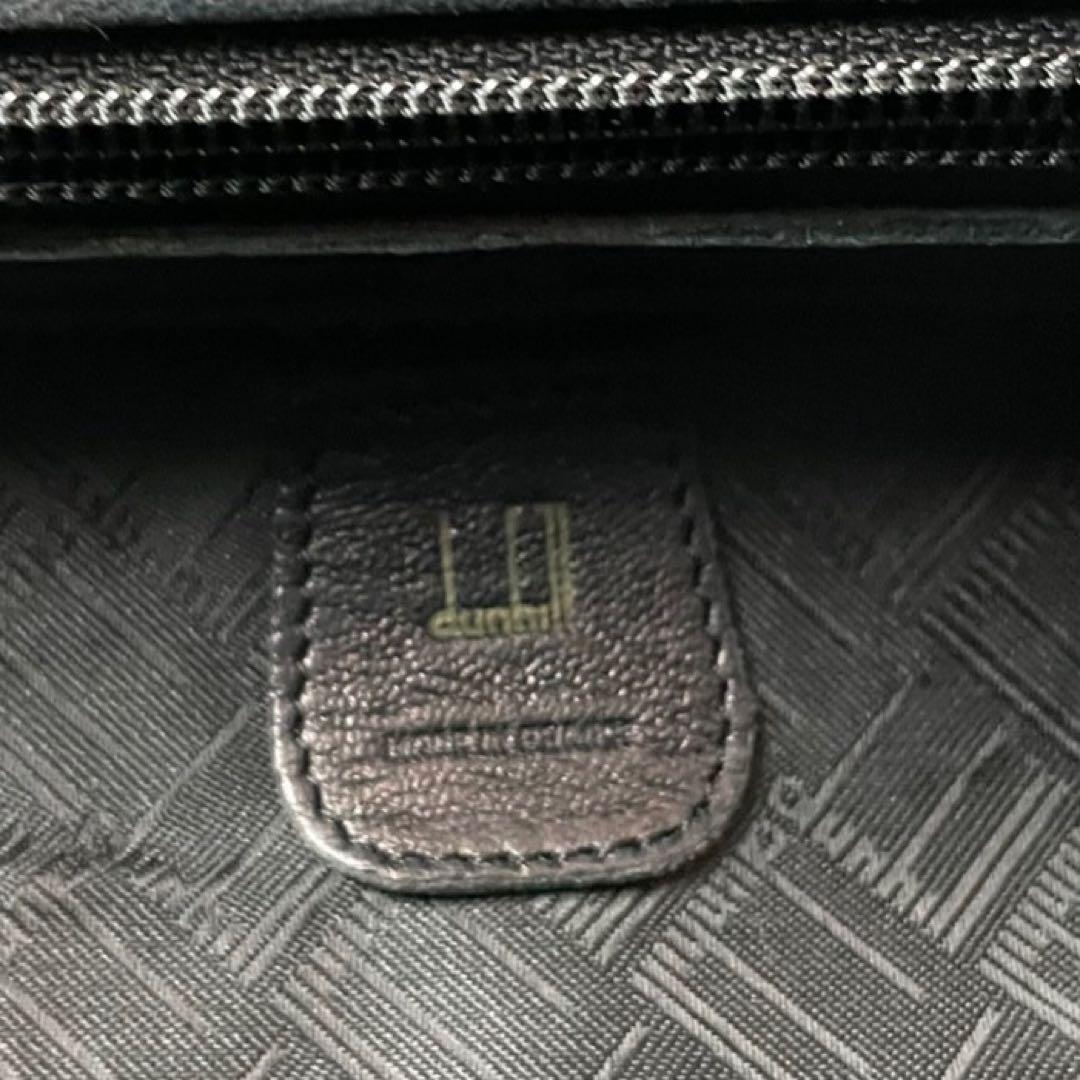 ダンヒル　レザー　ボストンバッグ　黒　ターンロック　自立　旅行　メンズ　刺繍