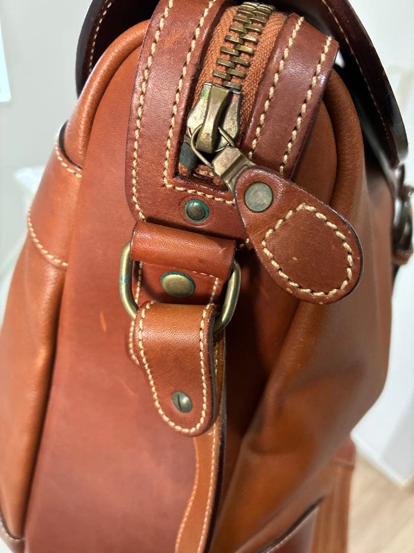 MICHEL CLO 本革 レザー バッグ ショルダー ボストン 2way 茶