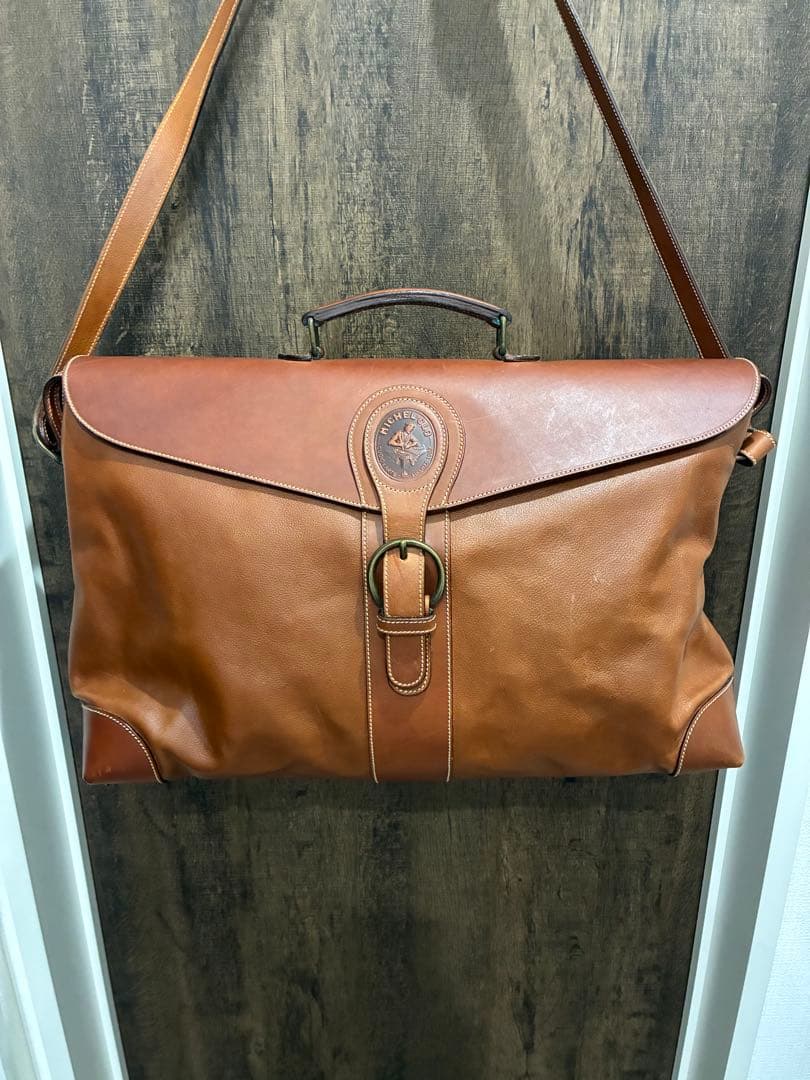 MICHEL CLO 本革 レザー バッグ ショルダー ボストン 2way 茶