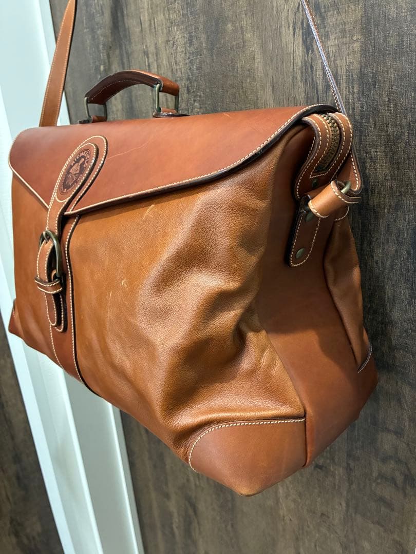 MICHEL CLO 本革 レザー バッグ ショルダー ボストン 2way 茶