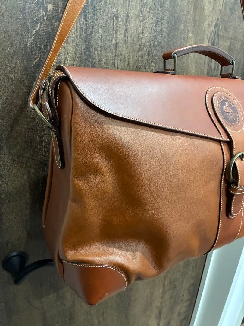 MICHEL CLO 本革 レザー バッグ ショルダー ボストン 2way 茶